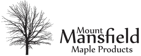 Logo of Mount Mansfield Maple Products featuring a tree silhouette.