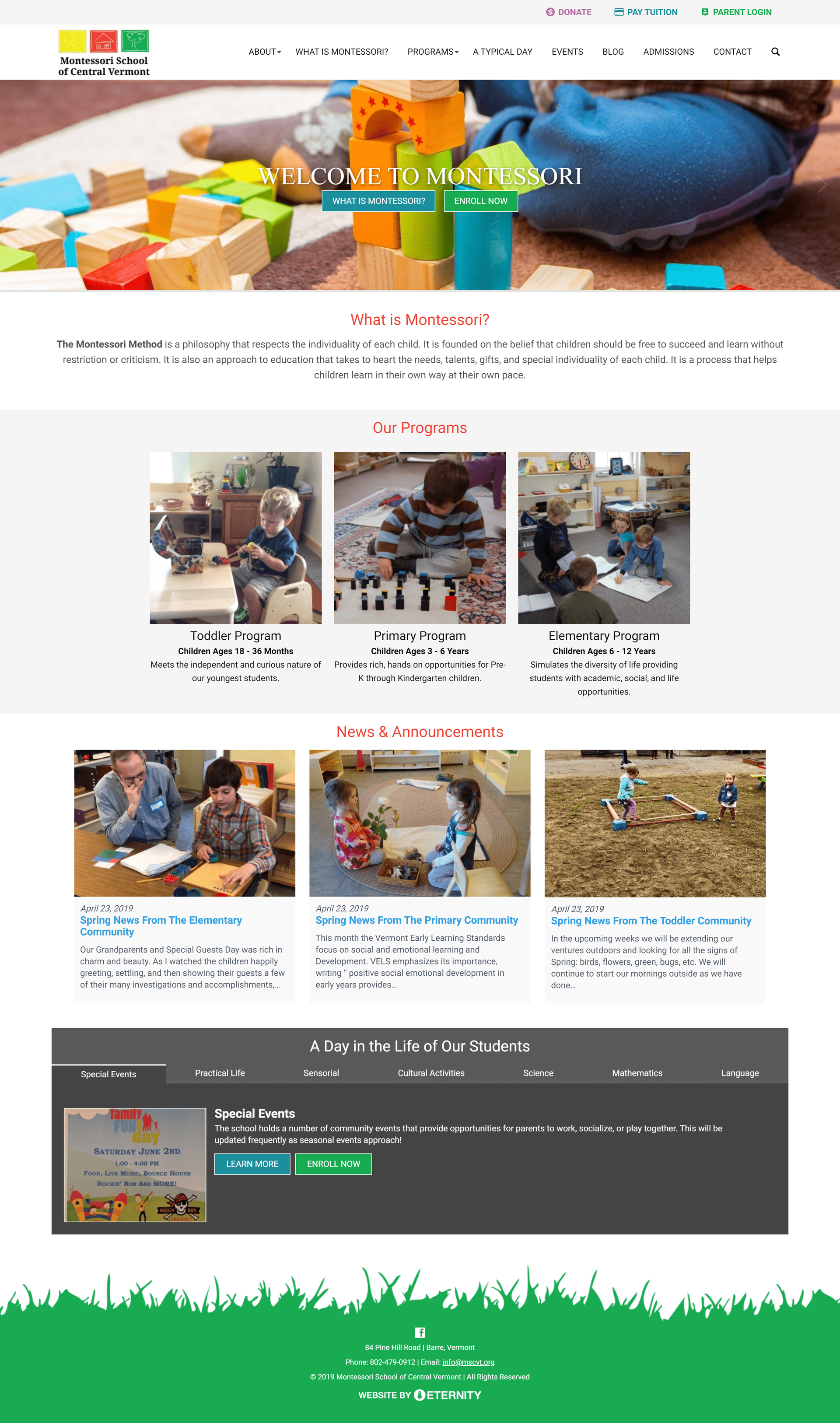 Welcome to Montessori School of Central Vermont with program details and announcements.