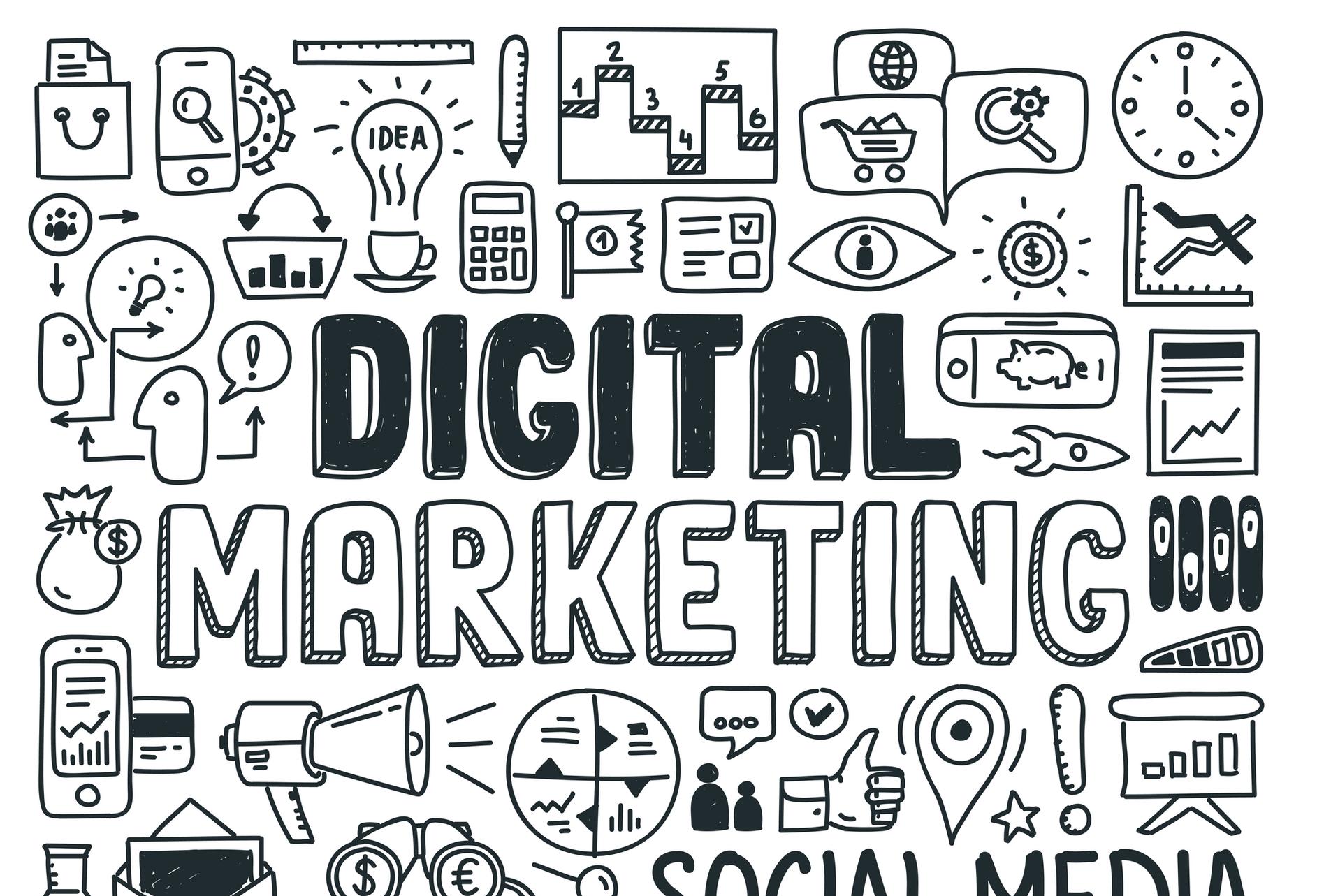 Digital Marketing Graphics with little icons