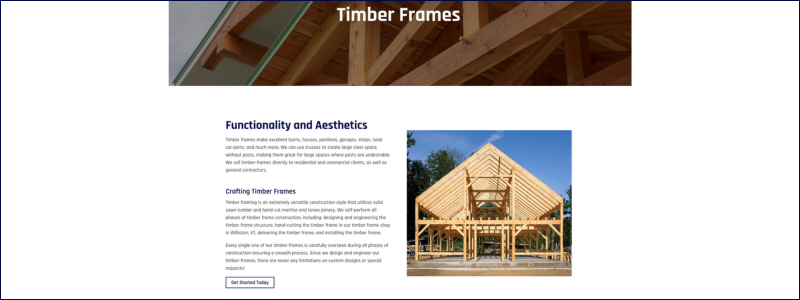Timber frame house under construction highlighting craftsmanship and project details.
