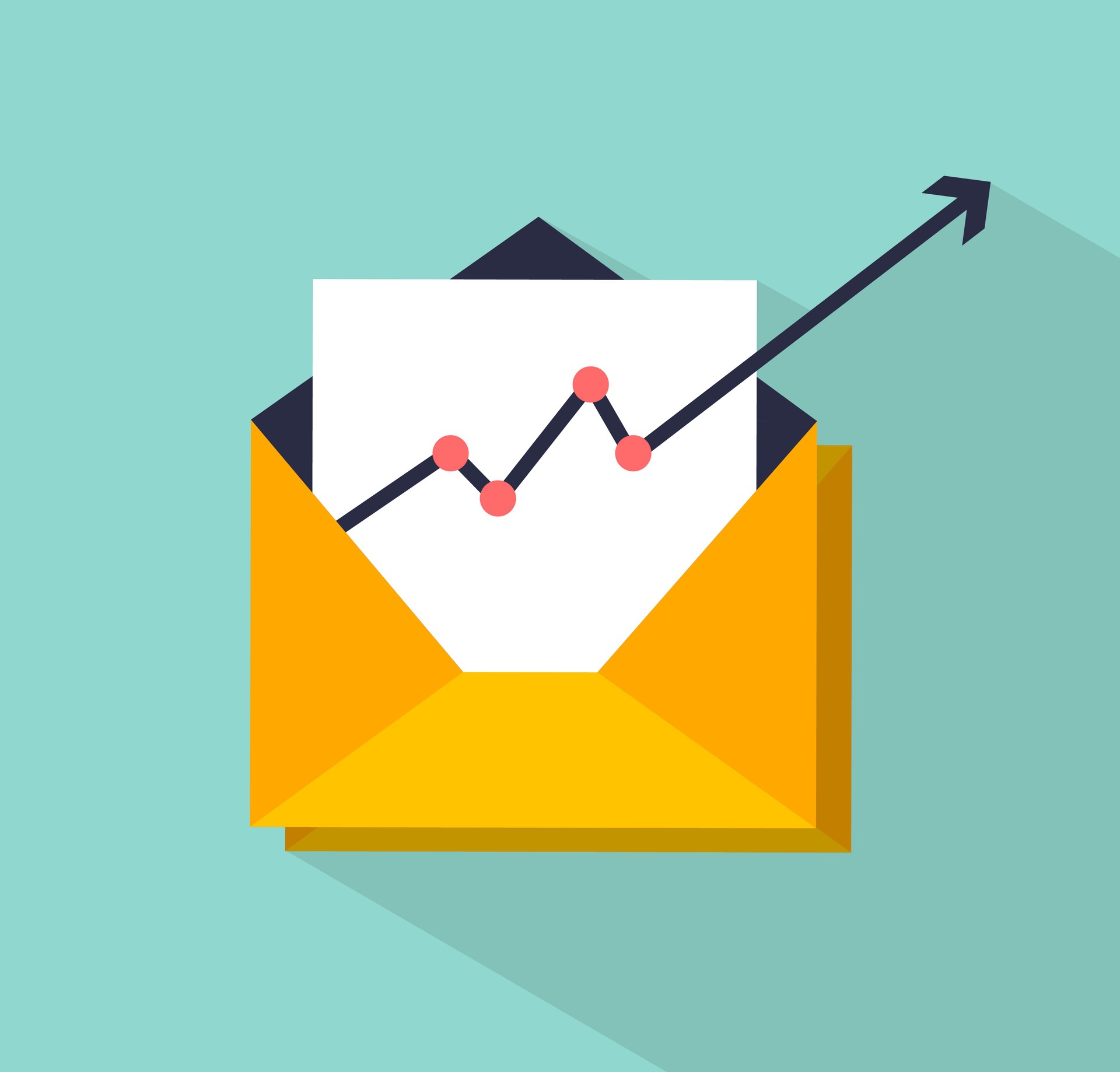 Icon of an envelope with a arrow going up